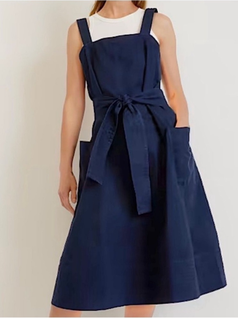 Everlane The 100% Organic Cotton Herringbone Blue A-line Midi Dress Size XS